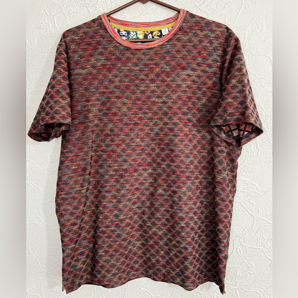 Robert Graham Autumn Garden Men's Medium Tee Cotton Large Flower Orange